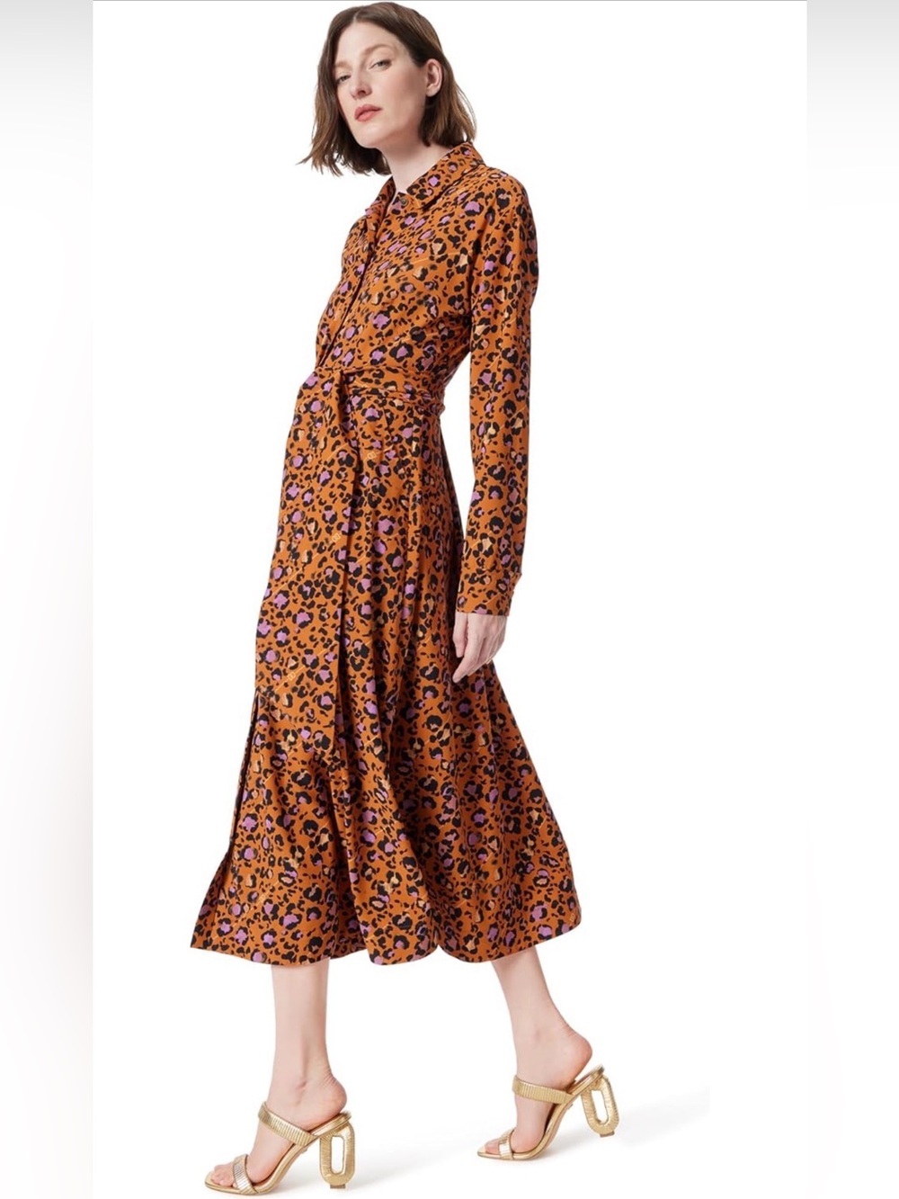 Dee Ocleppo Leopard Print Button Front Maxi Shirt Dress Medium NWT